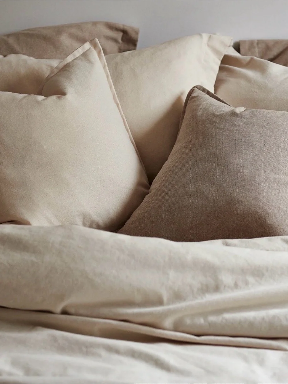 Neutral Cotton Duvet Cover Set in Beige - Soft Home Bedding